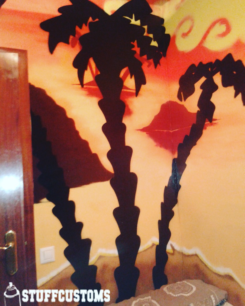 Stuffcustoms's tweet photo. Decoración de paisaje en habitación🌅🌋-DecoRoom #stuffcustoms
#painting #custom #art #interior #graffiti #wall #personalizados #muralism #decoracion #colors #stuffcustomsbcn #sun #paint #palmeras #streetstyle #hot #handmade #customize #bcn #painting #murales #paisajismo https://t.co/r2VBrI1TMG