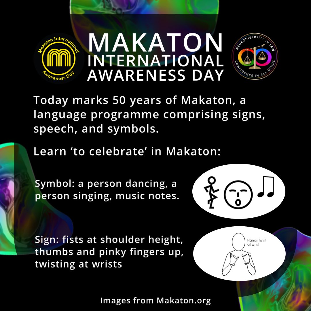 #Makaton International Awareness Day

Today marks 50 years of Makaton, a language programme comprising signs, speech & symbols.

 Makaton.org

#EquityDiversityInclusion #Neurodiversity #Law #NeurodiversityInLaw