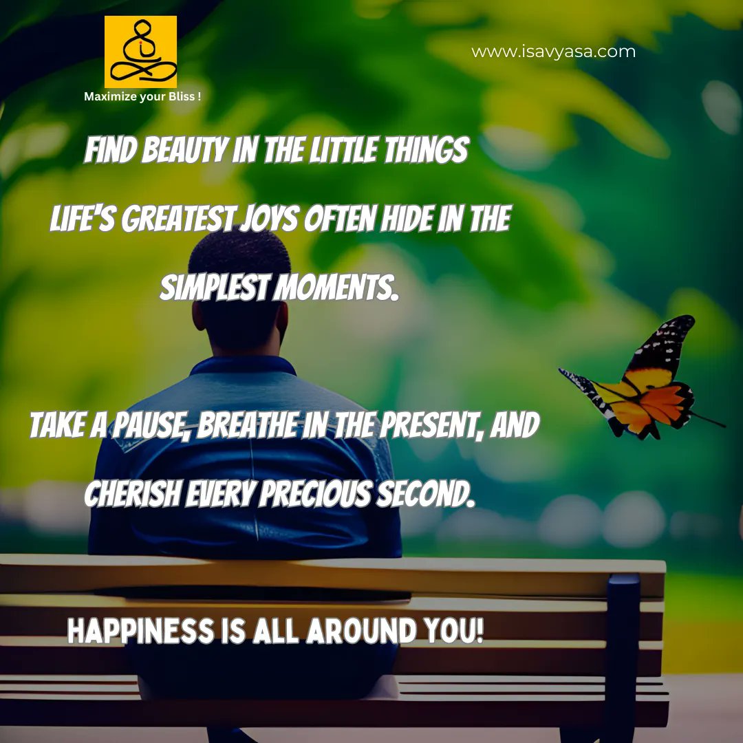 Cherish the little moments that bring you joy! 🌼💬

Share one simple thing that made you smile today! 🌟🌈

#MindfulLiving #HappinessCoach #isavyasawellness #isavyasa #beauty #nature #breathingtechniques