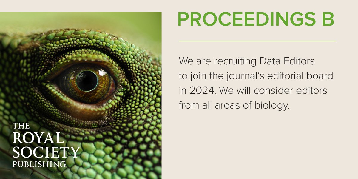 Interested in #data and keen on joining an editorial board? #ProcB is now recruiting #DataEditors to join the board in 2024. Find out more and how to apply ow.ly/Wvjf50PBum0