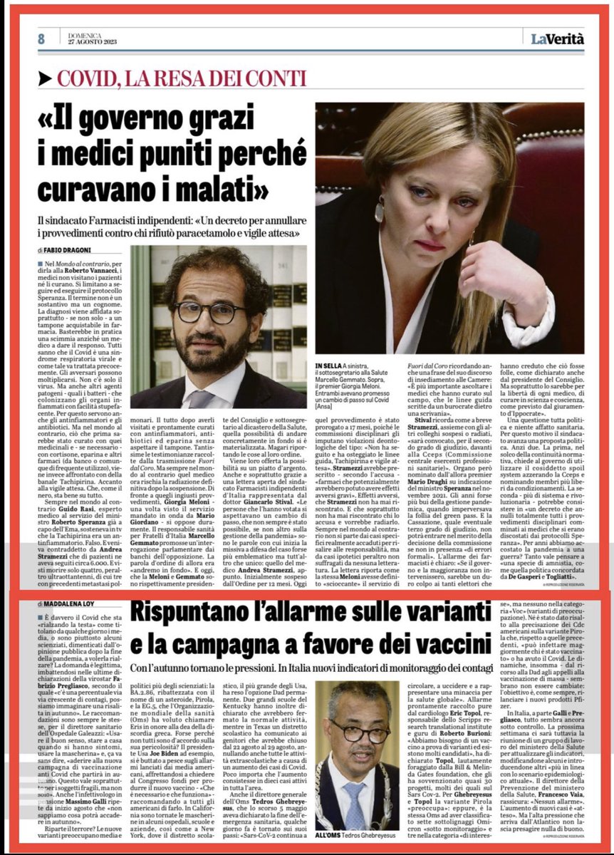 AStramezzi's tweet photo. E grazie anche a @LaVeritaWeb e a @fdragoni ,
per avere reso pubblica e commentato questa importante lettera a @GiorgiaMeloni da parte dei Farmacisti Indipendenti d’Italia.
Come si fa a radiare o sospendere i Medici che hanno curato, facendo il loro dovere, e salvato tante vite?
Bisogna pacificare questa guerra tra Medici e fare ritornare i Medici a curare in Scienza e Coscienza.