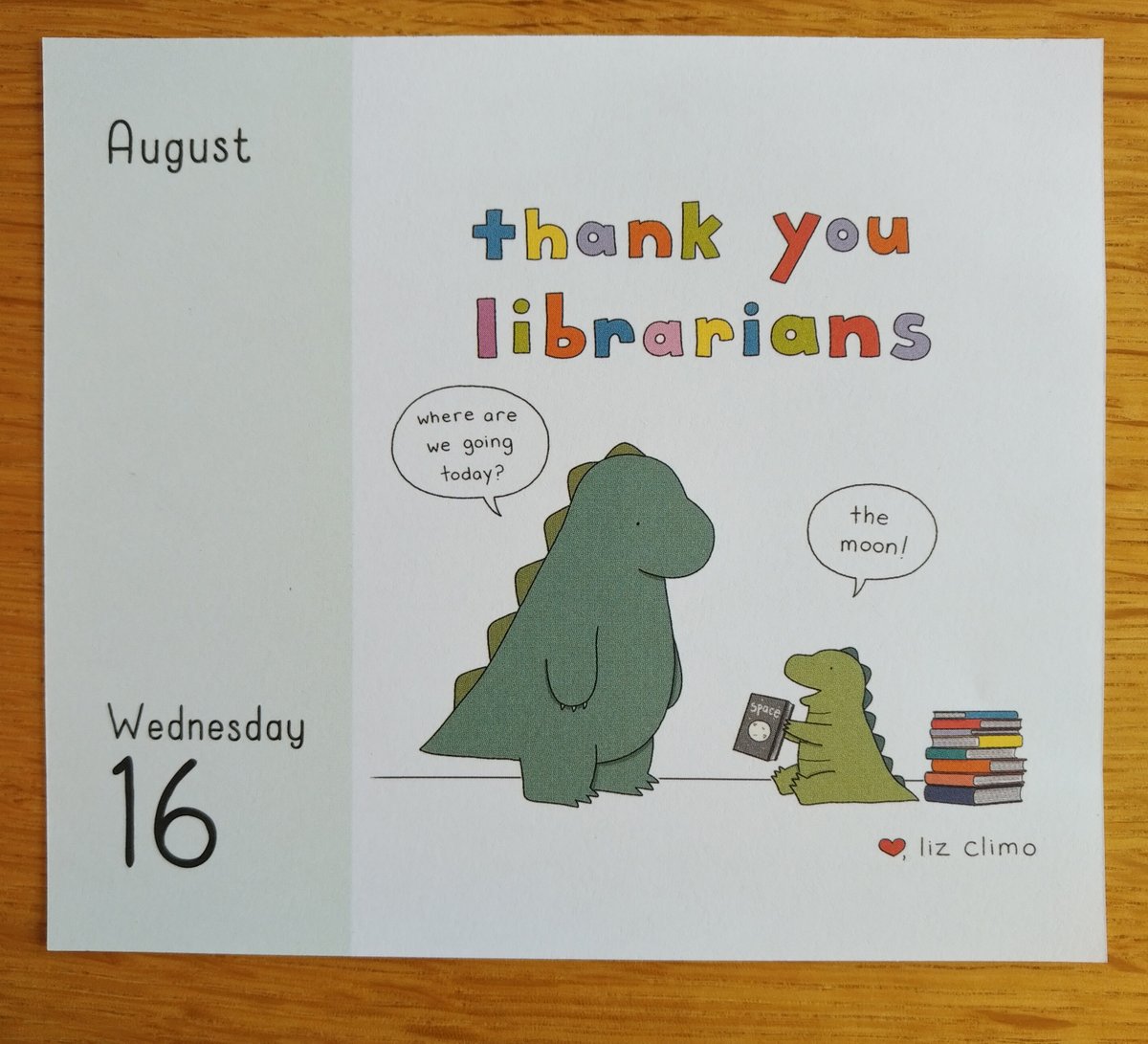 'where are we going today?' – 'the moon!' #libraries #librarians [@elclimo's calendar 2023, august 16]