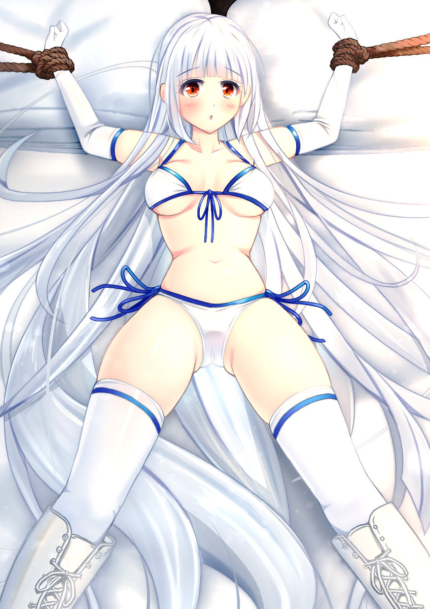 【依頼絵】ビキニ姿で両手足拘束されちゃったドキドキよその子さん 