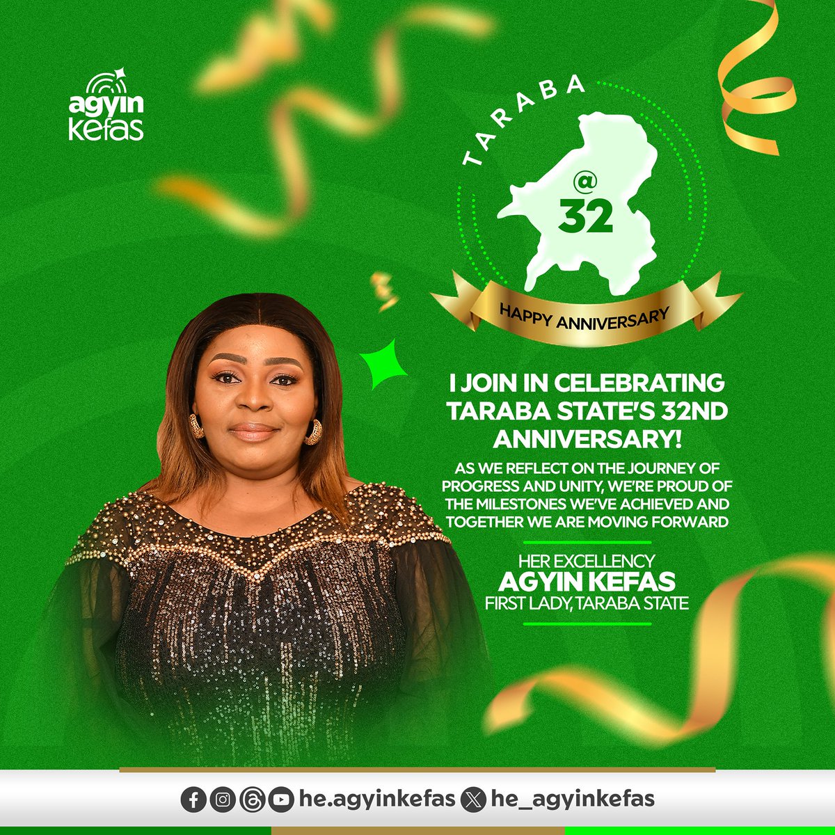 HE_AgyinKefas's tweet photo. π I join in celebrating Taraba State's 32nd anniversary! ππ As we reflect on the journey of progress and unity, we're proud of the milestones we've achieved and together we are moving forward β©β©. ποΈποΈ Here's to a brighter future for our beloved state! ππ
#TarabaAt32
#ProudlyTaraba
#UnityInDiversity
#MovingForward
#Agyinkefas
#Agbukefas
#Taraba
#Nigeria
#Sunday