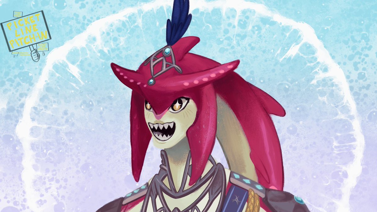 Fanart4Donation's tweet photo. Thanks to @LeeChanDoki  for the donation, who requested Prince Sidon from the Legend of Zelda with expression H1 from the Emotion Challenge!  Drawn by VernDusk

Thank you so much for your support for the writers and actors on strike! https://t.co/xb3g1H2sfo
