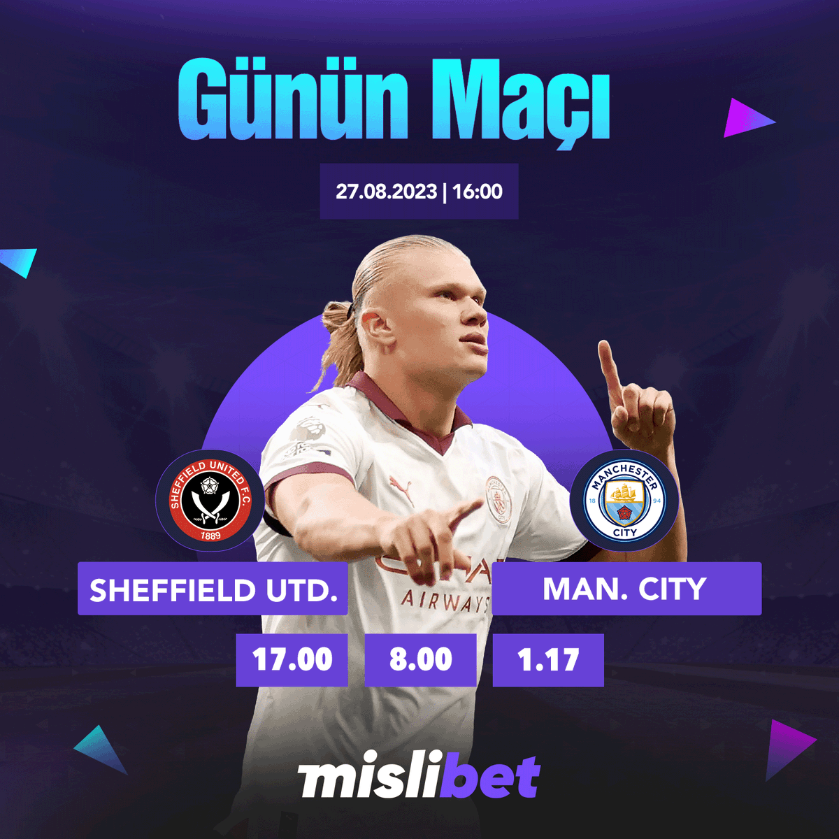 TrMislibet's tweet photo. 🌟 Günün Öne Çıkan Karşılaşması; 

 ⏰ 16:00 

🥅  #SheffıeldUtd⚽ #ManCıty

💰 En keyifli kazançlar #Mislibet'te başlar..!  

🎁 Haftanın her günü sizlere özel promosyonlar için doğru mekandasınız..! 

  🔗 Güncel Giriş:  https://t.co/RZVQGsg48Z https://t.co/qYutqgQRdd