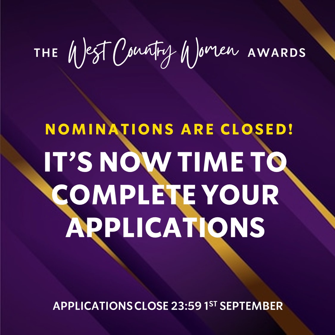 Have you been nominated for a West Country Women Award 2023? 🙌🏻

If so, why not use some time this weekend to get your application written and submitted ✍🏻

Nominations are closed now, but if you have been nominated you have until Friday to submit your application to the judges