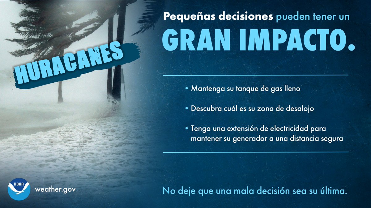 NWSTampaBay's tweet photo. Small decisions like keeping your gas tank full, looking up your evacuation zone, or having a long extension cord for your generator can end up making a big impact when the storm hits. 

Be Prepared! 🌀🗒️
https://t.co/s6qZ7ooKNZ

#FLwx https://t.co/Bc25jcw6e2