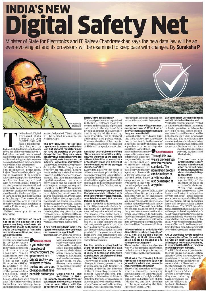 “With the DPDPA 2023, govt. is pioneering a new international standard with respect to the rights of the individual in the digital space,” says hon’ble MoS @GoI_MeitY @Rajeev_GoI Read the complete article below