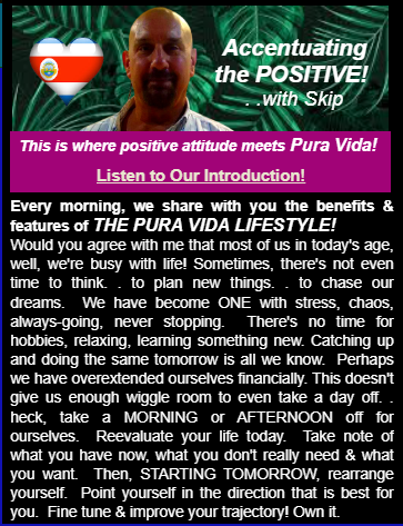 PuraVidaLifeCR's tweet photo. https://t.co/Ob7oR2LwBU

The Costa Rica Good News Report

Sunday, August 27th, 2023

#relocation #retirement #retirementplan #retireeslife #positiveattitude #positivethinking #positivethoughts #apositiveapproach #goodnews #positive #happiness #beinghappy https://t.co/0i0Al0rKyq