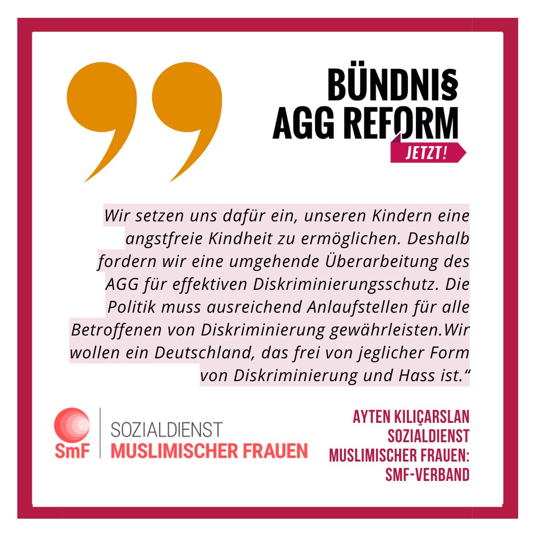 Heute erklären uns Aslıhan Yeşilkaya-Yurtbay von <a href="/tgd_att/">Türkische Gemeinde in Deutschland e.V. (TGD)</a>, <a href="/AndreaKothen/">Andrea Kothen</a> von <a href="/ProAsyl/">PRO ASYL</a> und Ayten Kılıçarslan vom Sozialdienst muslimischer Frauen e. V, warum es dringend eine umfassende #AGGReform braucht. 
#RefugeesWelcome #InstitutionellerRassismus