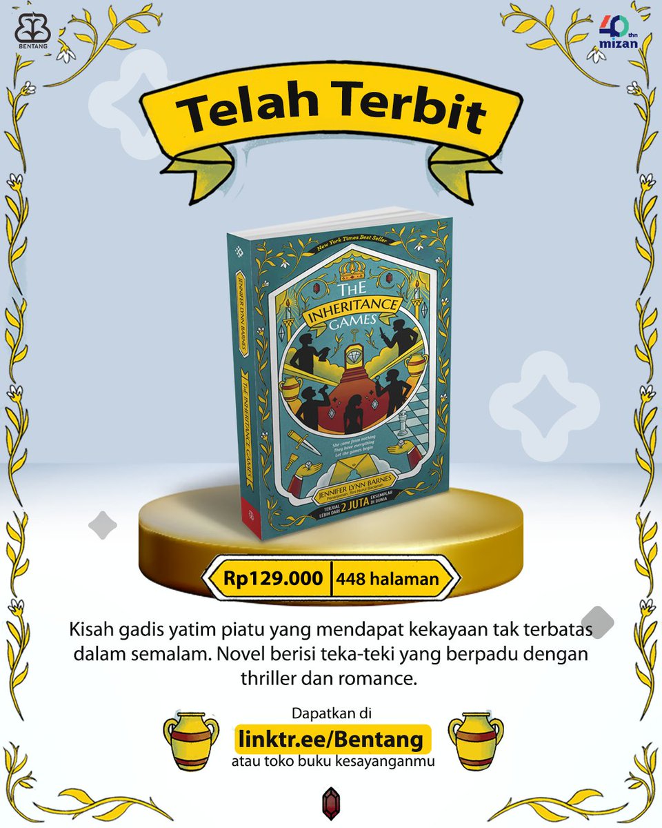 bentangpustaka's tweet photo. Setelah baca tips di atas, kembalilah bekerja keras seperti kuda 🙏
#TheInheritanceGames #JenniferLynnBarnes #BentangPustaka #Novelmisteri #novelfantasi #noveltekateki #rekomendasibuku #tips #TheInheritanceGamesINA https://t.co/XE5EMw6aQM