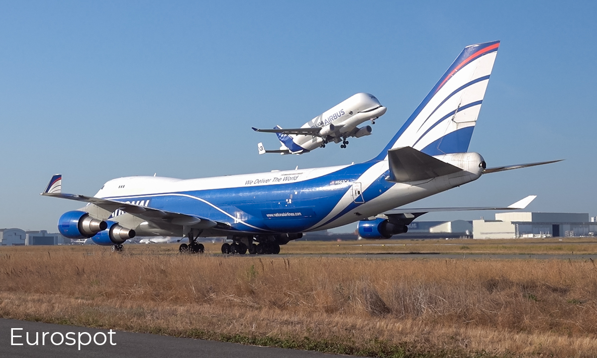 When Boeing 747 meet Beluga XL #boeing #belugaXL #planespotting #Toulouse #avgeeks