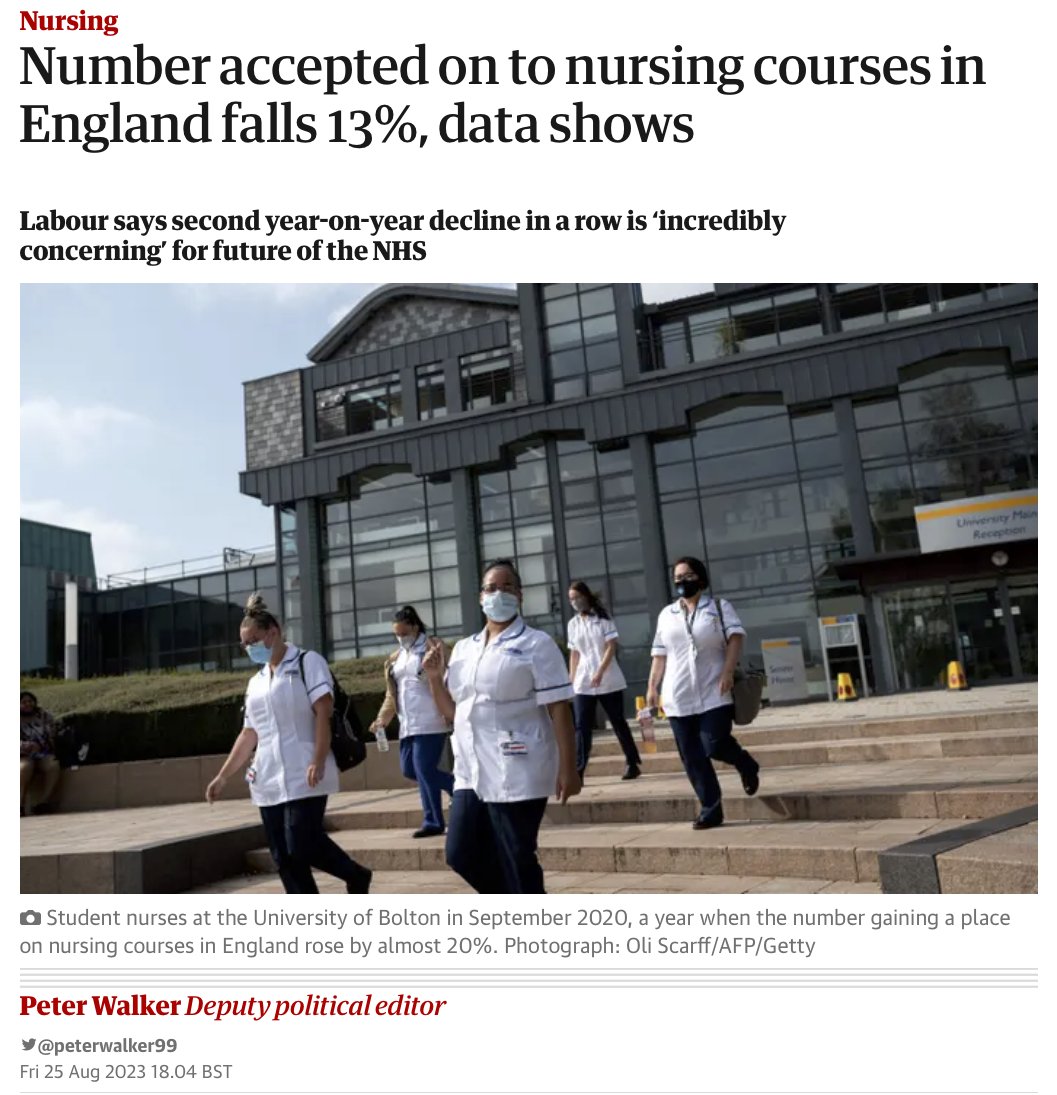 Nursing pay is down 23% in real terms.

Bursaries have been scrapped. 

47,000 nursing vacancies. 

More nurses leaving than ever.

This government are responsible. 

#FairPayForNursing