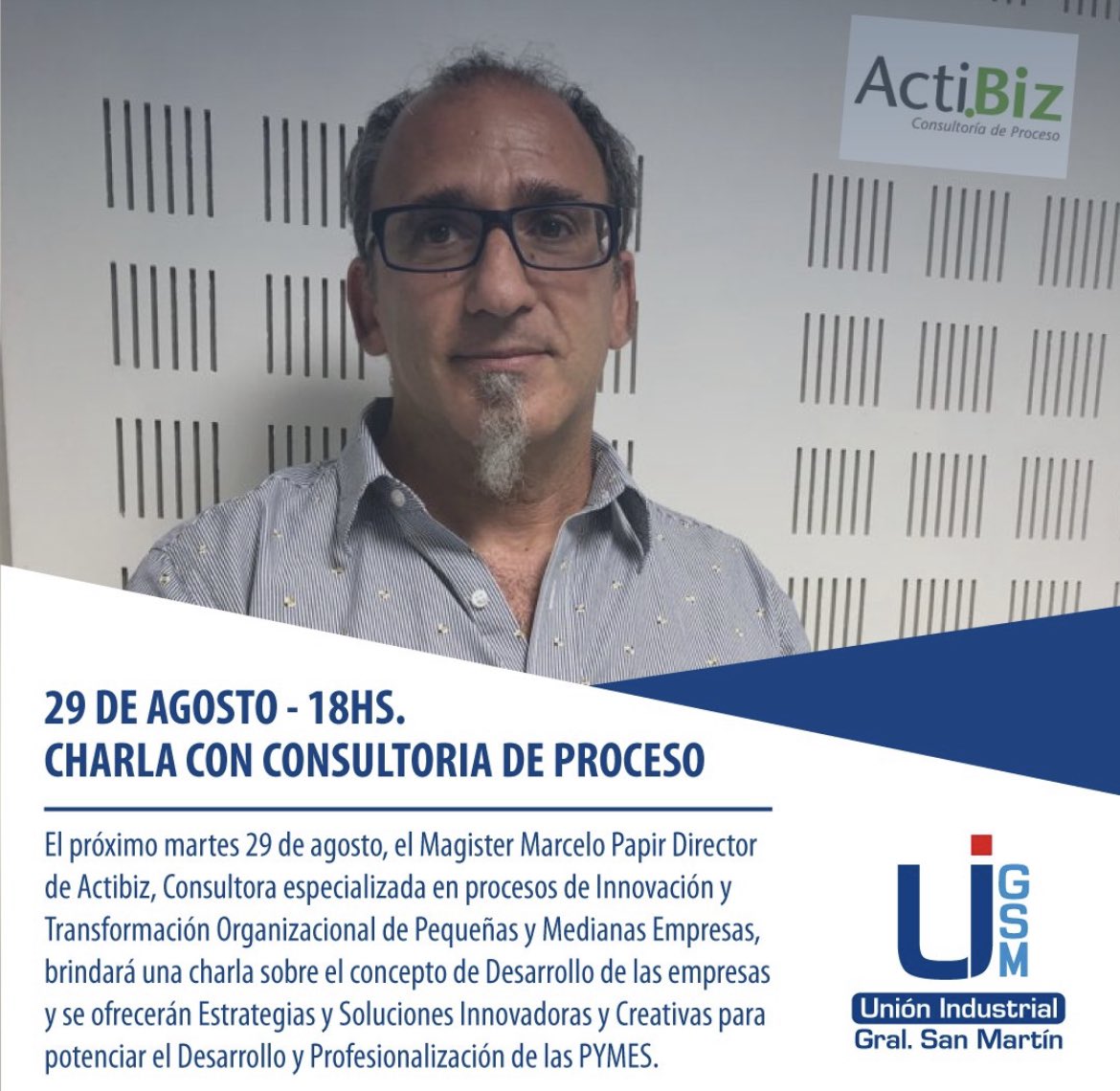 UISANMARTIN1's tweet photo. Los invitamos a participar el próx martes 29 de agosto de una charla en la UIDGSM con el Mg Marcelo Papir.
Se realizará un debate sobre el concepto de desarrollo de las empresas:
📍¿Qué es el Desarrollo Pyme para cada empresario?
📍¿Encontramos un concepto integrador?
#UIDGSM https://t.co/ezdKpQKyzV