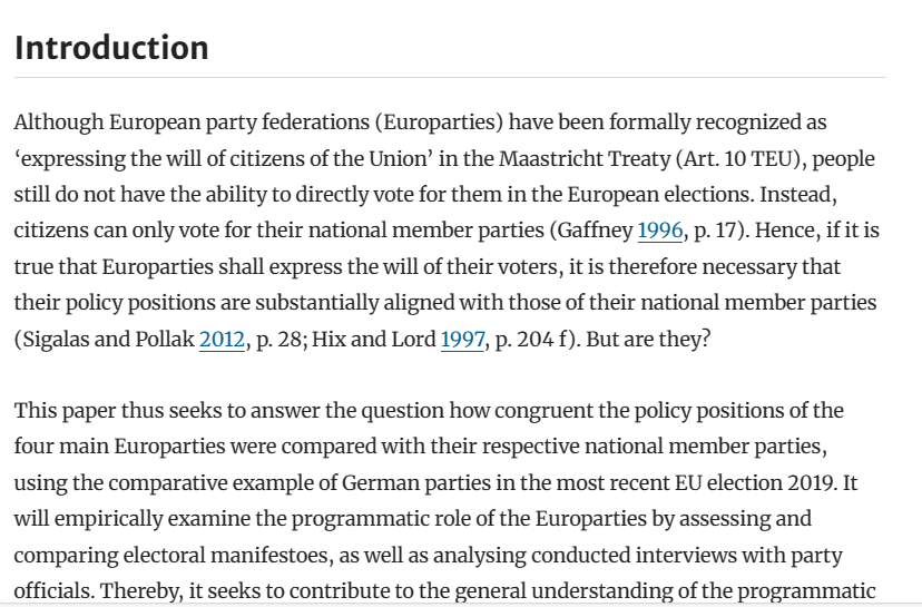 CompEurPol_Jnl's tweet photo. @PhilHackemann @LMU_Muenchen seeks to answer the question how congruent the policy positions of the four main Europarties were compared with their respective national member parties. Open access.
https://t.co/RfohUKO8ug
#Europarties #nationalmemberparties #partystructures https://t.co/eOylr4EK4b