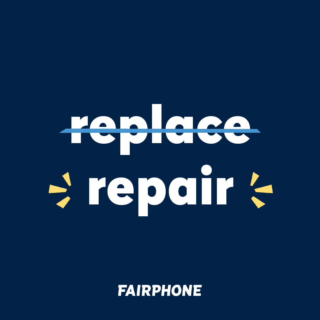 Fairphone's tweet photo. Replacing your phone 📱 is easy but expensive. Repairing 🪛 your phone can be easy and economical. Especially in the long run. Say yes to repair. Say yes to Fairphone 💙
#Fairphone #Modularphone #RightToRepair https://t.co/fowjdXtLBW