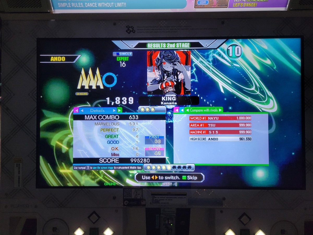 ando_ddr's tweet image. Leaving Taiwan today after a month, back to DnB purgatory 😓 Pics from the past couple days:
- 17 AAA #3 and new ceiling!!
- random 34k raise on King, piffable for sure
- last 20 note choke on let's dance around esp 🥲
- after extensive trial and error, the best 串燒 in Xinyi 😍