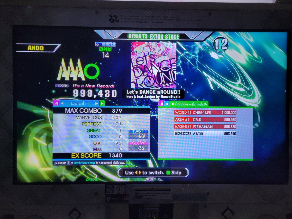 ando_ddr's tweet image. Leaving Taiwan today after a month, back to DnB purgatory 😓 Pics from the past couple days:
- 17 AAA #3 and new ceiling!!
- random 34k raise on King, piffable for sure
- last 20 note choke on let's dance around esp 🥲
- after extensive trial and error, the best 串燒 in Xinyi 😍