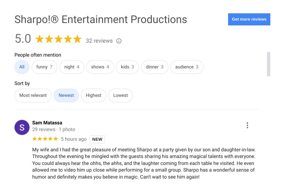 Sharpo's tweet image. Thanks for this great review, Sam!   For Sep Public Show Dates visit sharpo.com/public-event/ or message me at the site to arrange private party!  #sharpo #magician #closeupmagic #parlormagic #laparties #losangelesevents #magicshows #howellami #lechene #spellboundmagicmashup