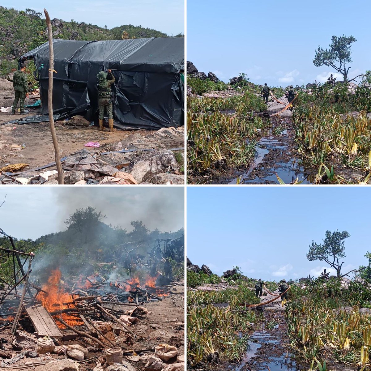 dhernandezlarez's tweet photo. Esta es la cima del Tepuy ancestral Cerro Yapacana ! Donde, desde el 20 de agosto hasta la fecha se han desalojado más de 1200 mineros ilegales que han violado arbitrariamente y flagrantemente el ordenamiento jurídico territorial. La ignorancia de la ley no excusa de su cumplimiento. Es un deber constitucional ineludible el salir y desalojar a los depredadores ambientales del Parque Nacional, a través de la ruta segura Carida - Puerto Ayacucho, donde la #FANB y OSC garantizan la atención ciudadana y la protección a los derechos humanos de los mineros ilegales.

#OperacionAutana2023 
#IntegrarEsVencer