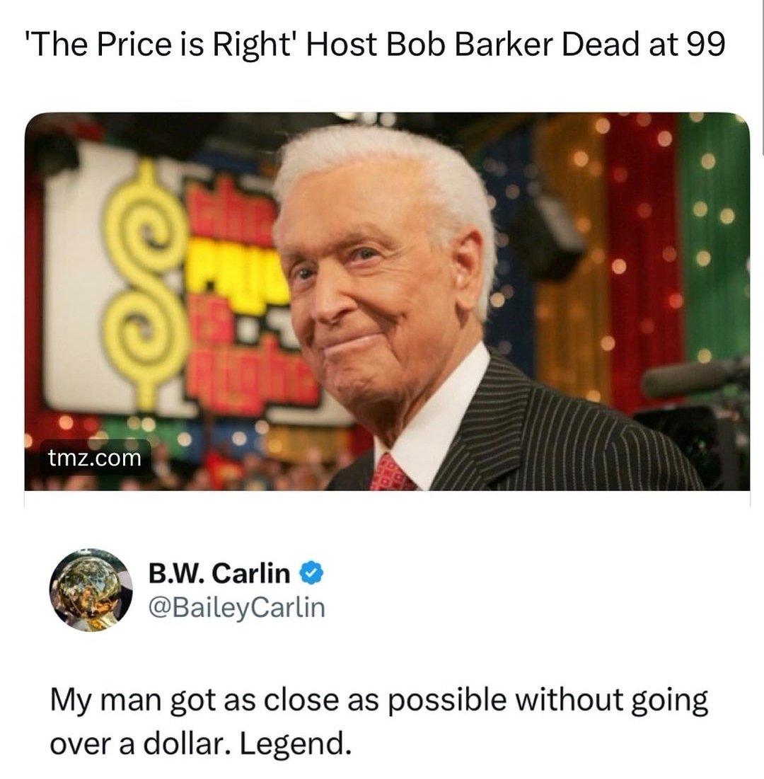 The response 👍🏼
#RIPBobBarker