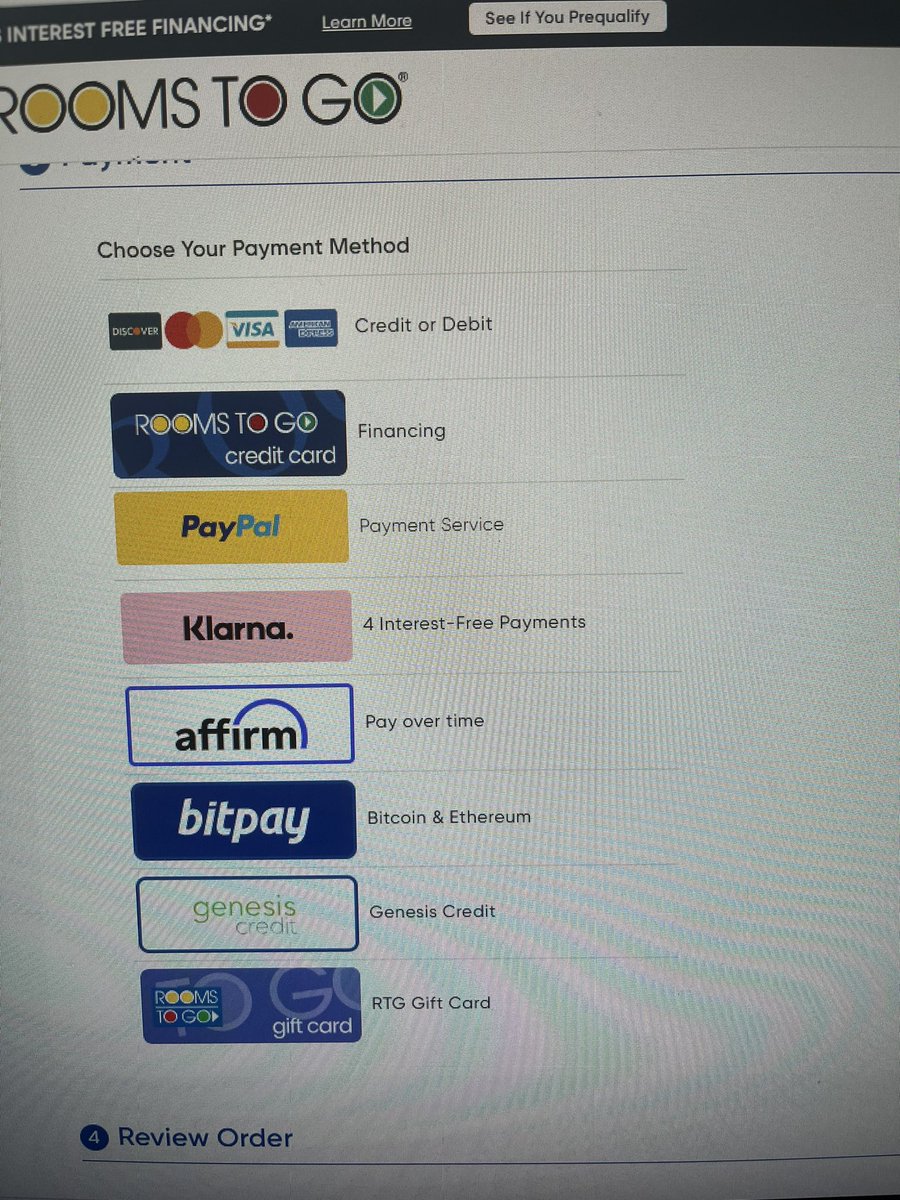 Hank Ure (@urehank) on Twitter photo While looking at some furniture today I noticed the below. Glad that <a href="/RoomsToGo/">Rooms To Go</a> is providing #BTC and #Ethererum payment options. Love to see it!!! While looking at some furniture today I noticed the below. Glad that <a href="/RoomsToGo/">Rooms To Go</a> is providing #BTC and #Ethererum payment options. Love to see it!!!