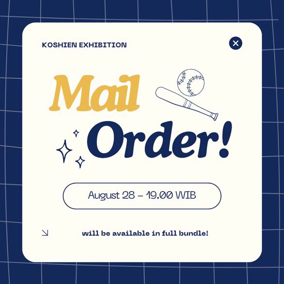 Missed the event but want to have the merch? We got you covered! 🫡

Koshien Exhibition team will OPEN MAIL ORDER tomorrow at 7 PM WIB (GMT+7)!

More details will be announced tomorrow so stay tuned and keep your notifications on! 🔔⚾️