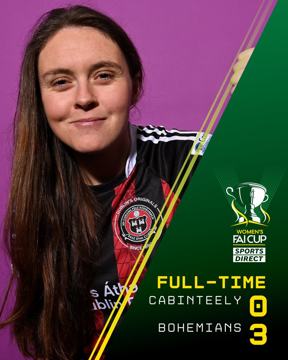FAIreland's tweet photo. FT | A brace from Lisa Murphy and Bohemians are safely into the quarter-finals.

Cabinteely 0-3 Bohemians

#FAICup | #CABBOH https://t.co/znEdadWDDA