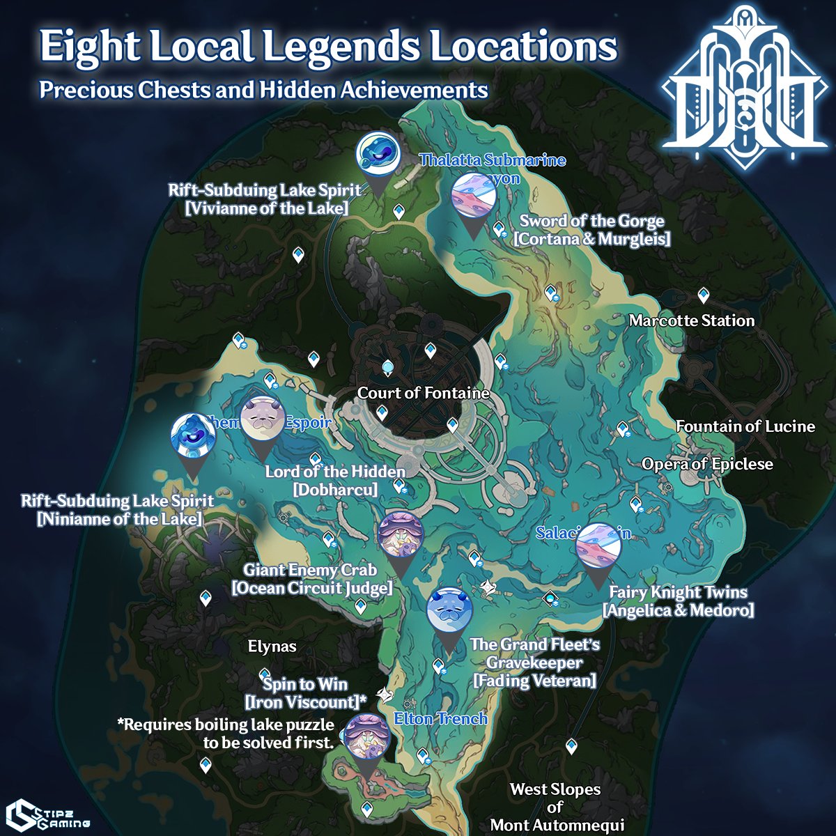 World1mpact's tweet photo. (🐙) Ubicación de los mini bosses de leyendas locales de Fontaine

Cre: stipz999

#GenshinImpact #Fontaine https://t.co/4rei9zC1rE