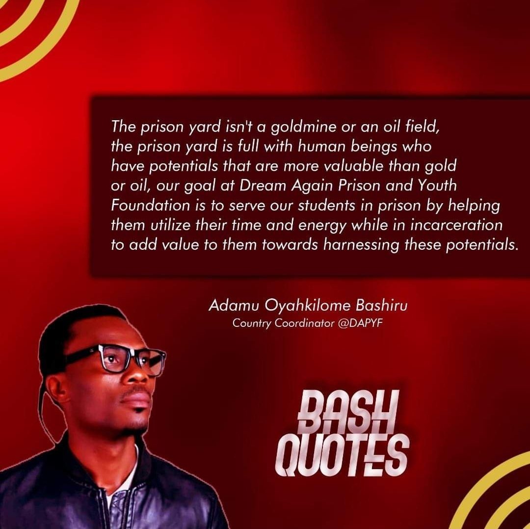 ItsBashiruAdamu's tweet photo. The prison isn't a goldmine or an oilfield. The prison yard is full of human beings who have potential that are more valuable than gold or oil.
@Dream_Again777 #Reformation #Reintergration https://t.co/EI5QoxeVyG