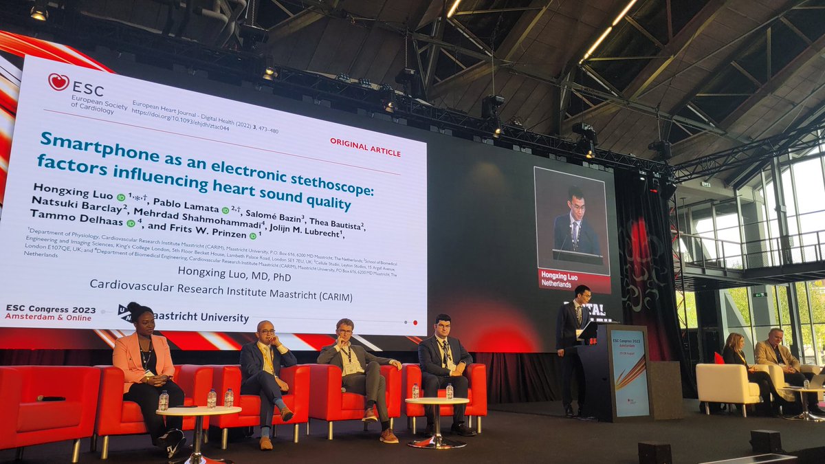 Great #digitalhealth #ESCCongress presentation on heartsounds by using smartphones

👏 @hongxing_luo @CARIMMaastricht 

Looking forward to follow-up projects and results!