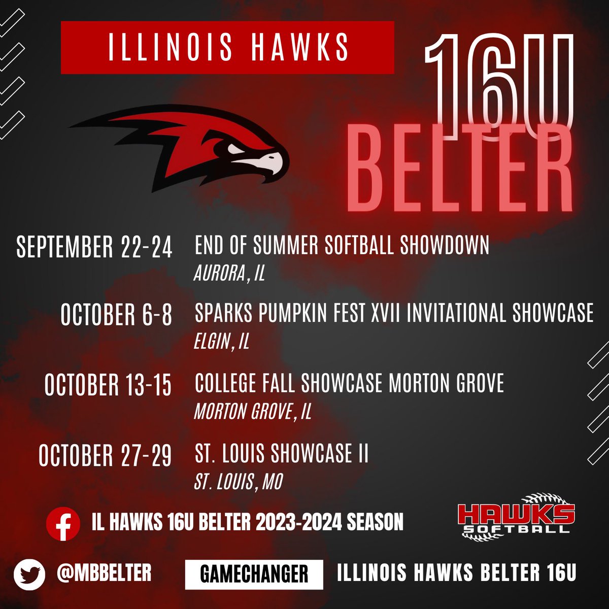Released Hawks schedule below! Round robins and friendly’s in the mix as well. These ladies will make big moves this season and onward! Can not wait to see it on the field🔥🥎