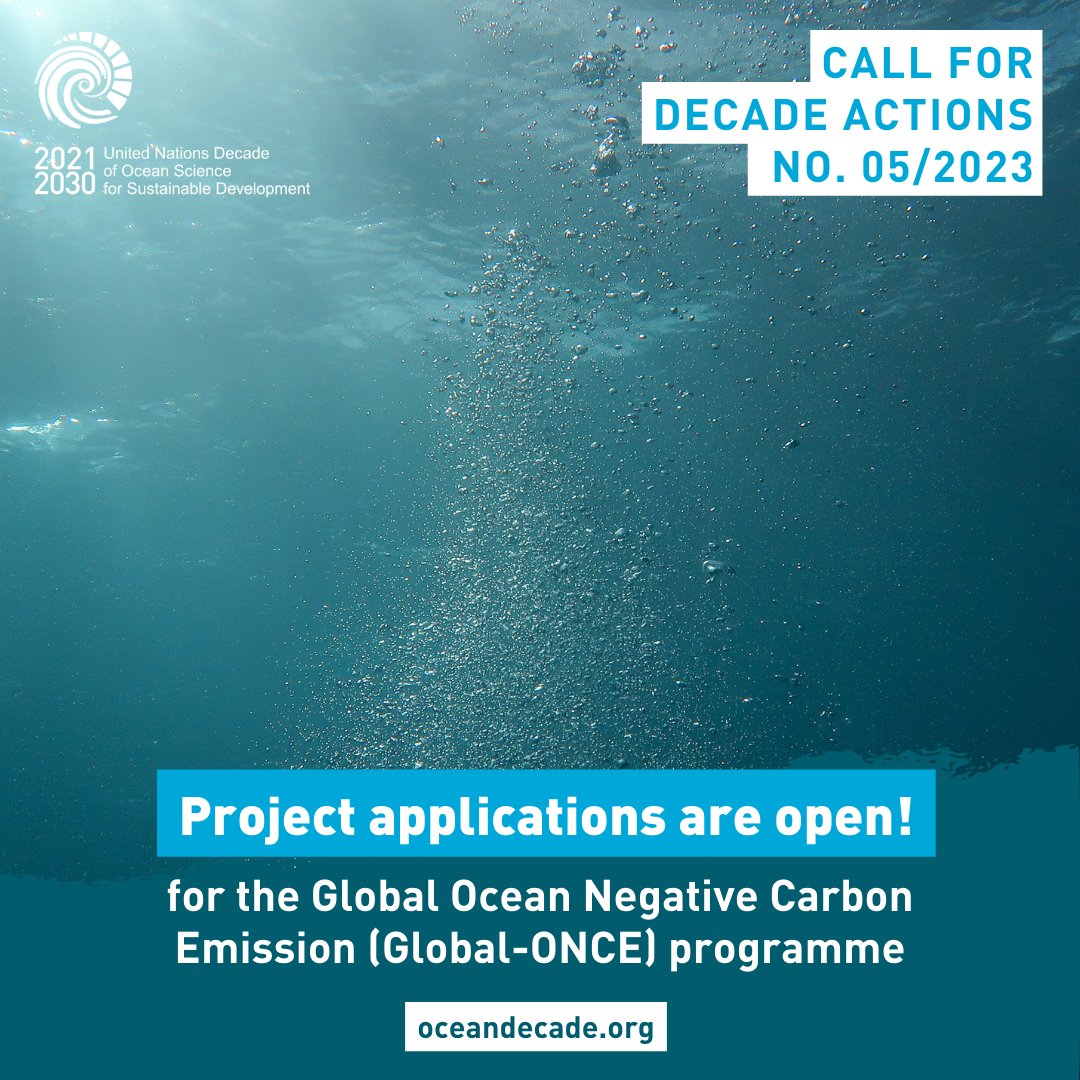 🌊Securing mitigation &amp; adaptation solutions to #ClimateChange is an urgent requirement.

The #OceanDecade Global-ONCE seeks to study #CarbonSequestration &amp; its impacts on marine ecosystems.

❗Submit your project by 31 August: ow.ly/MCeH50PEuNC

<a href="/ICES_ASC/">ICES</a> <a href="/PICES_MarineSci/">PICES - North Pacific Marine Science Organization</a>