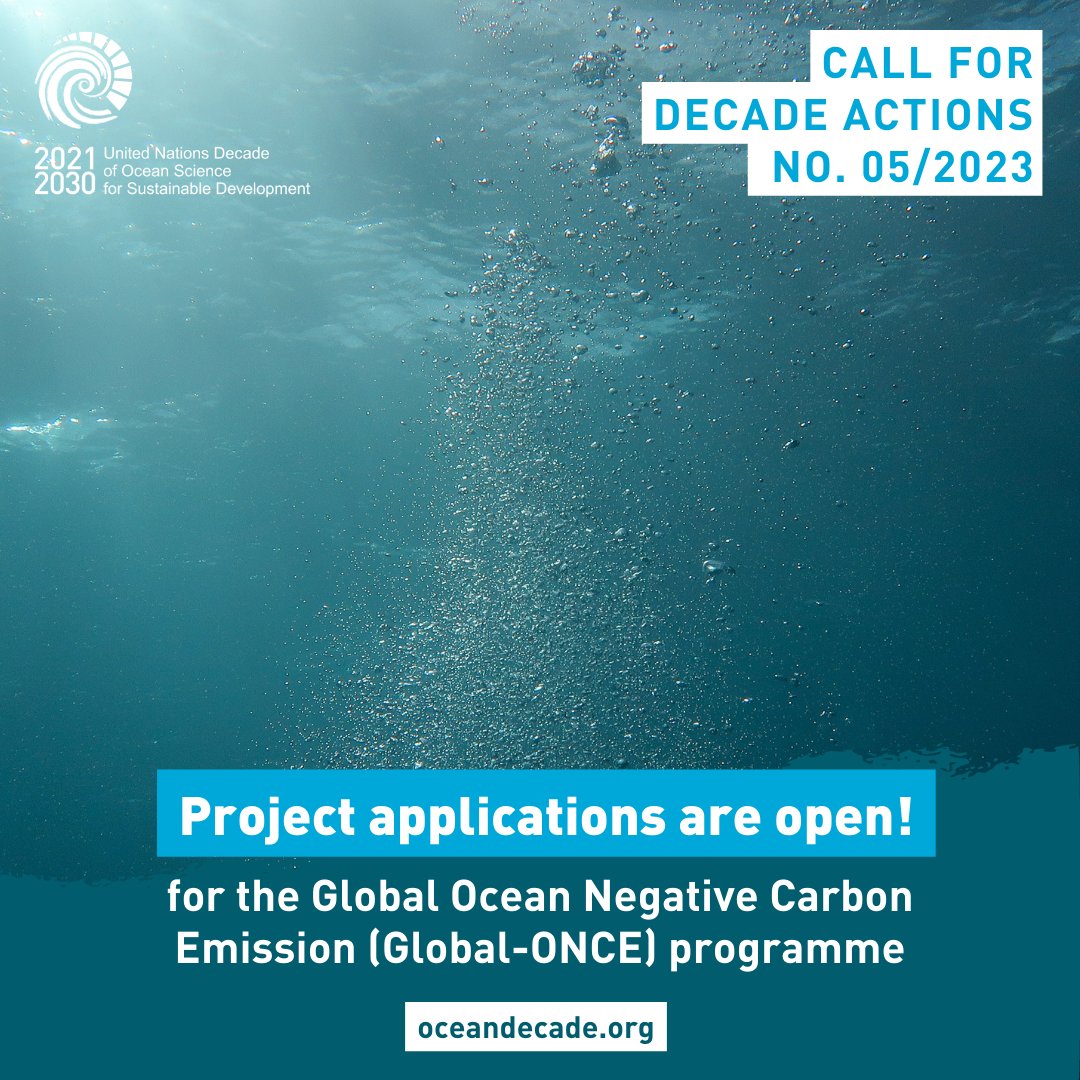 🌊Securing mitigation & adaptation solutions to #ClimateChange is an urgent requirement. The #OceanDecade Global-ONCE seeks to study #CarbonSequestration & its impacts on marine ecosystems. ❗Submit your project by 31 August: ow.ly/MCeH50PEuNC @ICES_ASC @PICES_MarineSci