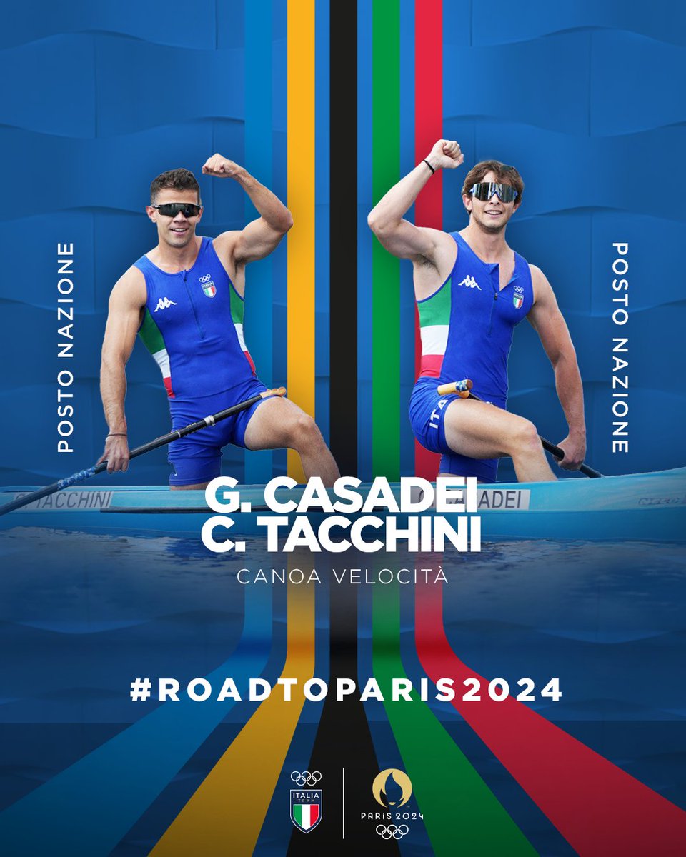 ItaliaTeam (@italiateam_it) on Twitter photo PAGAIATE VERSO PARIGI!💪🏻
Con il settimo posto nella finale mondiale del C2 500 metri, Gabriele Casadei e Carlo Tacchini si aggiudicano la prima carta olimpica della canoa velocità per #Paris2024.💙👏🏻
👉🏻bit.ly/3PcsVRo
<a href="/Olympics/">The Olympic Games</a> @paris2024 #RoadToParis2024 <a href="/federcanoa/">Federcanoa</a> PAGAIATE VERSO PARIGI!💪🏻
Con il settimo posto nella finale mondiale del C2 500 metri, Gabriele Casadei e Carlo Tacchini si aggiudicano la prima carta olimpica della canoa velocità per #Paris2024.💙👏🏻
👉🏻bit.ly/3PcsVRo
<a href="/Olympics/">The Olympic Games</a> @paris2024 #RoadToParis2024 <a href="/federcanoa/">Federcanoa</a>
