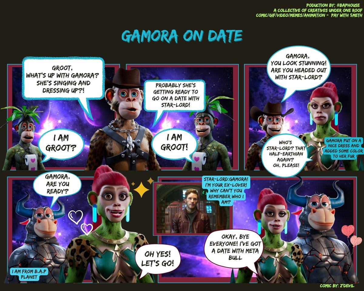 ZenTarot1115's tweet photo. 🔥WEEKEND DATE🔥
#ApeTraitOfTheDay 🙌
#AlphaComic #BAPComic
Want your Bull/Ape to be a SUPERSTAR? With the #BAP #Dynamic APE, we can create more than just a regular profile picture.
May contact #BAPHouse @cryptosheep_eth for
#comic #memes #gif #animation #sticker https://t.co/IuO8PCkZgp