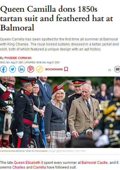 #Camilla's fashionable summer! 🌞👑 She dons a 1850s tartan suit at Balmoral, while politicians ignore the needs of the people. It's all about pockets and palace monarchs! 👗💸 #PeopleLeftBehind #RoyalFashion #SocialistSunday