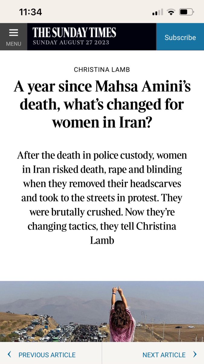 Such an important article by @christinalamb about the women of Iran. thetimes.co.uk/article/what-h…