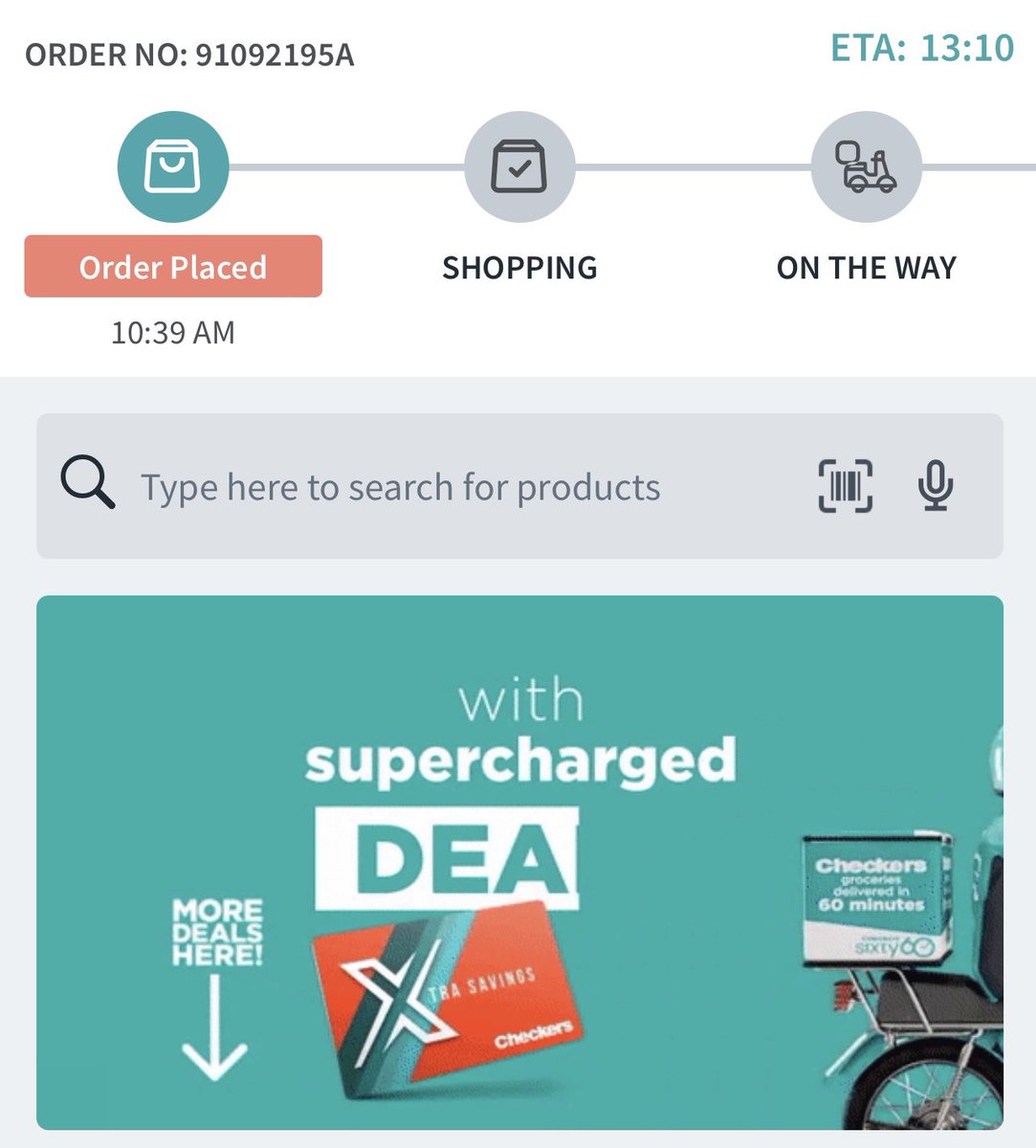 A <a href="/CheckersSA/">Checkers</a> order placed at 10:39am (advertised to reach a loyal customer in 60mins), has an ETA of after 1pm. With lots of retailers <a href="/WOOLWORTHS_SA/">Woolworths SA</a>, <a href="/PicknPay/">Pick n Pay</a>, <a href="/My_SPAR/">My SPAR</a> offering the same service, attention to consumer “should” be a priority? False advertising much?