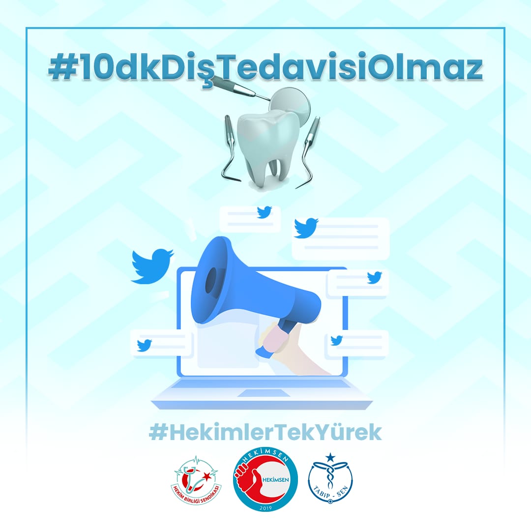 Hekimsenurfa's tweet photo. Sağlık Bakanlığı'nın ADSM ve ADSH'larda uyguladığı MHRS sistemine dayalı hasta muayene sisteminde, daha fazla hasta muayenesi yapılabilmesi amacıyla Ankara ve İstanbul illerinden başlanarak yeni bir uygulamaya geçildi. 10 dakikada bir MHRS hastası.

Diş hekimlerinin en basit tedavi süresi; hasta muayenesi ( fdi/tdb  20/14 dk)+röntgen çekilmesi ve değerlendirilmesi (fdi/tdb  20/13 dk)+ en basit tek yüzlü amalgam dolgu tedavisi (fdi/tdb  40/35 dk), olmak üzere toplamda yaklaşık 62-80 dakikadır. Sağlık Bakanlığı  10 dk'da 1 MHRS hastası randevusu oluşturarak ,konuda yapılan bilimsel çalışmaları yok sayarak,muayene olan hasta sayısını artırmakta ancak diş tedavisi olan hasta sayısını düşürmektedir.

Hekimsen olarak, kamuda çalışan diş hekimlerinin çalışma koşullarının düzeltilmesi için, her diş hekimine  4 elle calışma sistemine uygun Ağız ve Diş Sağlığı Teknikerlerinin atamasının yapılması; hastaların diş muayenesi ve diş tedavilerinin yapılabilmesi için diş hekiminin çalışma sistemine ve  Bakanlığın  MHRS talimatlarına uygun, başhekimliklerce MHRS randevu ayarlanmasını talep etmekteyiz.

Toplumun ağız diş sağlığının korunması ve tedavilerinin yapılabilmesi için nüfusa oranlı yeterli sayıda diş hekimi atama planlaması yapılarak, Adsm ve Adsh'lar açılmalıdır.
Ayrıca her hastadan sonra diş ünitinin deezenfeksiyonunun sağlanmaması sonucunda, bir hastada mevcut bir bulaşıcı hastalık varsa, diğer hastalara bulaşıcı hastalıkların yayılması artacaktır. #10dkDişHekimiTedavisi hem hekim,hem hasta ve toplum sağlığı açısından uygun bir MHRS sistemi değildir. Hekimsen olarak konunun takipçisi olacağız.
#10dkDişTedavisiOlmaz
 #ArtıkHekimsenVar