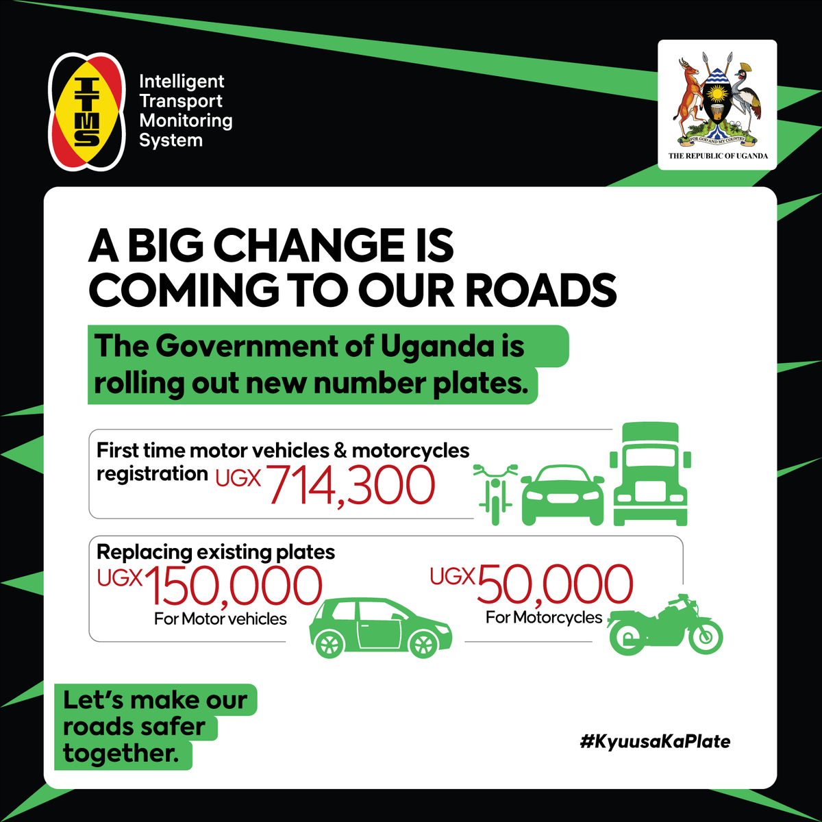 AD

The real cost of the New Number Plates is within your reach. Say goodbye to rumors and hello to a safer future without car theft, insecurity, and traffic offenses. Get ready for a New Number Plate now.

<a href="/GovUganda/">Government of Uganda</a> <a href="/MoWT_Uganda/">Ministry of Works & Transport</a> <a href="/PoliceUg/">Uganda Police Force</a> <a href="/SecurityUganda/">Ministry of Security - Uganda</a>

#KyuusaKaPlate