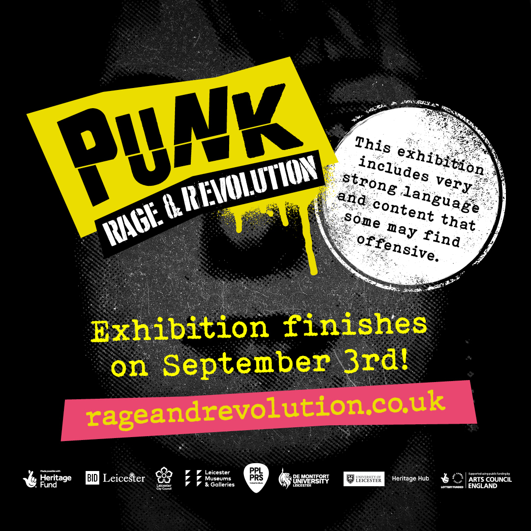 Looking for something to do this Bank Holiday weekend? There's just one week left to catch the Punk: Rage and Revolution exhibition at New Walk Museum, closing on Sun 3 September. 🧷 Free entry. rageandrevolution.co.uk #PunkRandR | @PunkRandR @leicestermuseum