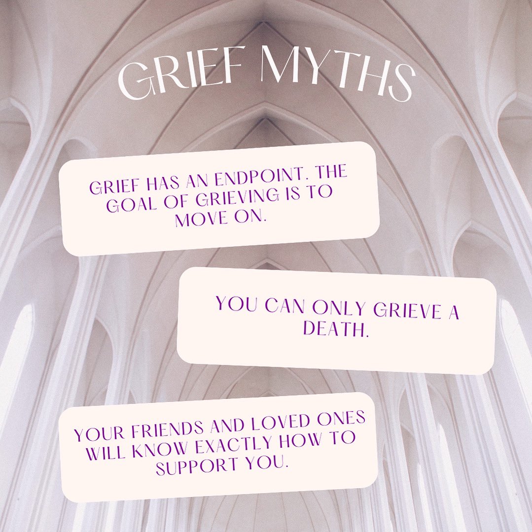 The sad thing about myths, assumptions and limiting beliefs is that they often perpetuate harm and needless suffering. 

Read more about #MythBusting on Dina’s blog - follow the site in bio! #griefUnleashed #grief #griefandloss #communitysupport #griefandlove