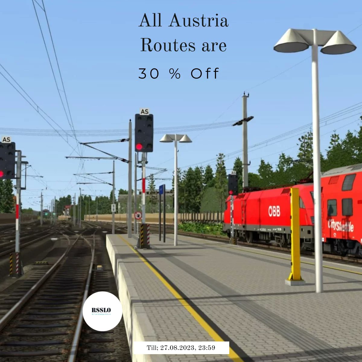 Noch bis heute um 23:59 Uhr gibt es bei RSSLO 30% Rabatt auf alle Österreichischen Strecken
rsslo.com