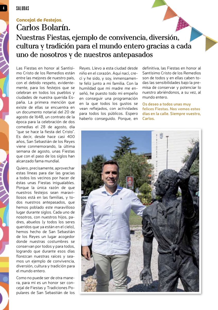 PPSanse's tweet photo. “Nuestras Fiestas, ejemplo de convivencia, diversión, cultura y tradición para el mundo entero gracias a cada uno de nosotros y nuestros antepasados”

🔴 Saluda de nuestro Concejal de Seguridad, Emergencias, Fiestas y Tradiciones Populares @bolarin79 👇 https://t.co/QgmLVxCX2P
