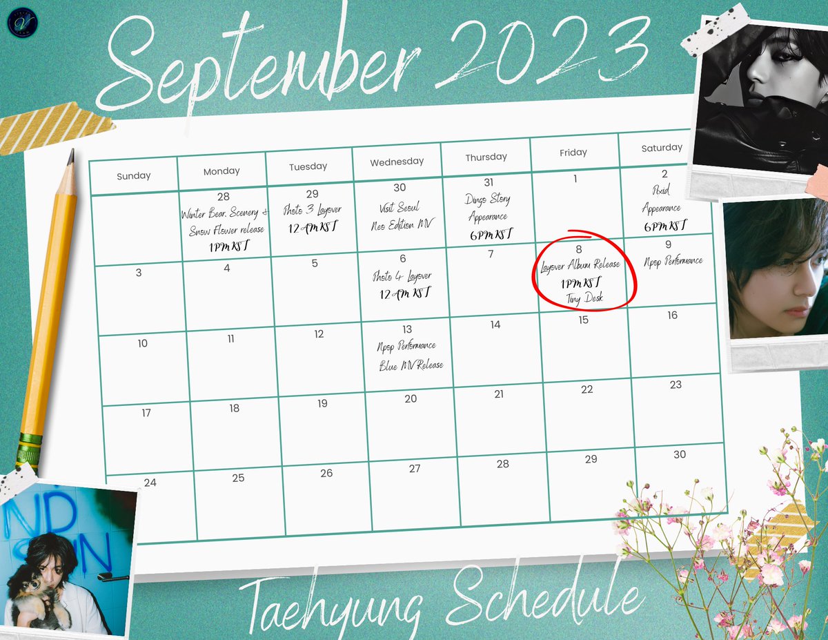 [Updated] Taehyung upcoming schedule