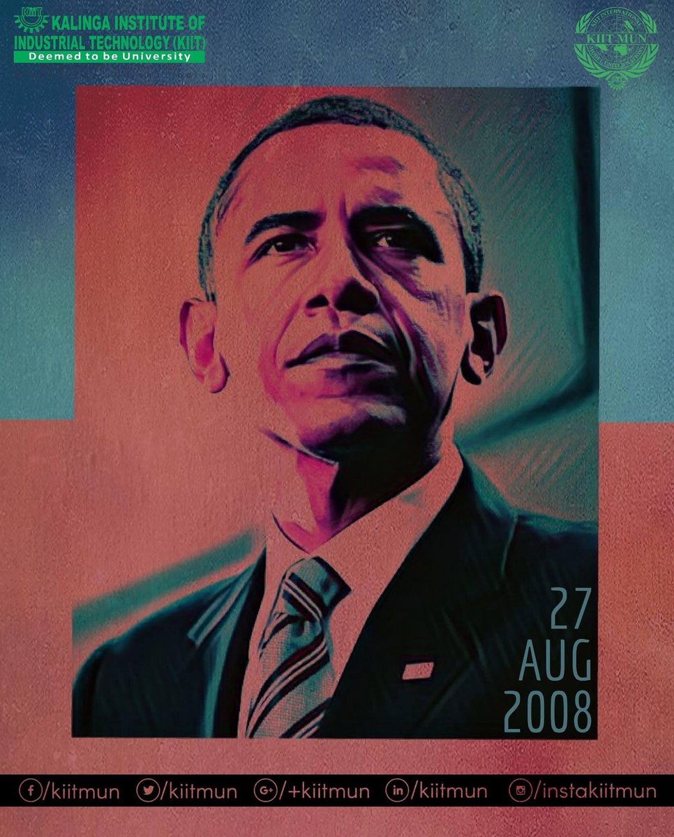tpmedia's tweet photo. Aug 27 2008: Democratic National Convention, Barack Obama formally selected as Democratic Party nominee for President. He was the first African American to be nominated on a major party ticket.
He served as 44th President of from Jan20, 2009, to Jan 20, 2017.
#KIITMUN https://t.co/mkIauOMT95