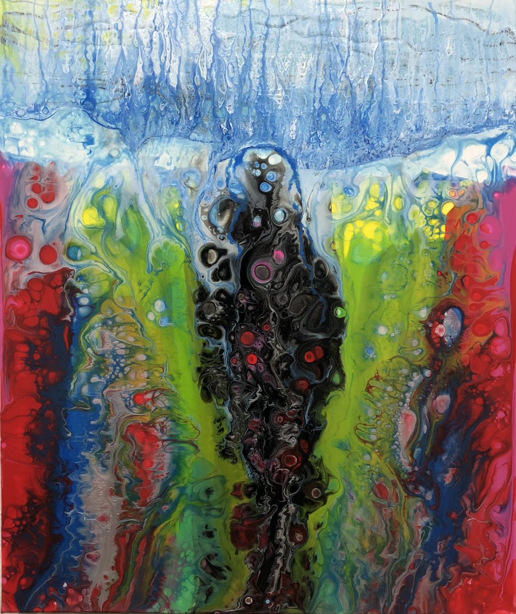 This is another artwork made using the pouring technique. "under water" 60x50cm. I have to admit that the pouring technique is fun to do and there is a little excitement because the painting changes when it dries. Add my art on IG artby.astrom or opensea #artlower #OpenSeaMarket