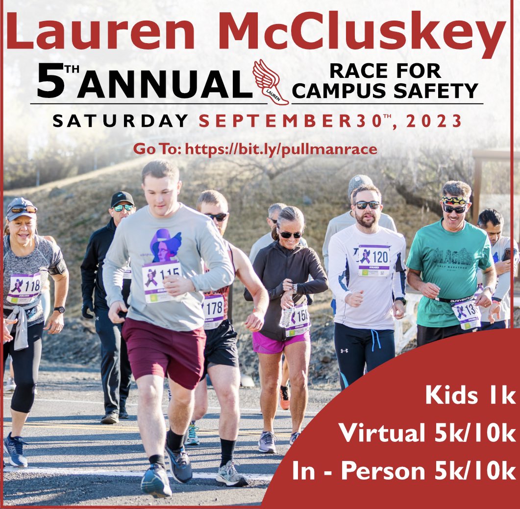 Each registered participant for our in-person/live race in Pullman, WA, will receive a free race t-shirt! We are also offering a virtual race option.